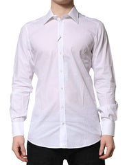 Dolce & Gabbana White Cotton GOLD Long Sleeves Formal Shirt