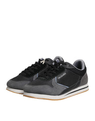 Chaussures de sport basses décontractées à lacets Trussardi noires et grises