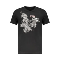 Cavalli Class Schwarzes Baumwoll-T-Shirt für Herren