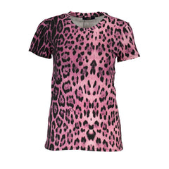 T-shirt Cavalli Class rose en coton pour femme