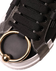 Dolce & Gabbana Black Leather Low Top Sneakers Portofino Shoes