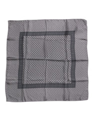 Foulard carré en soie grise à pois Dolce & Gabbana pour homme