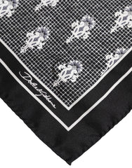 Foulard carré imprimé noir et blanc Dolce & Gabbana