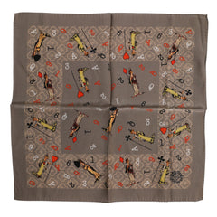 Dolce & Gabbana brauner Seidenschal mit Print, quadratisch, Foulard-Schal für Herren, Herren