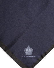 Foulard carré en soie bleu Dolce & Gabbana DG Crown pour homme