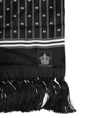 Foulard Dolce & Gabbana en soie noire imprimée à franges pour homme
