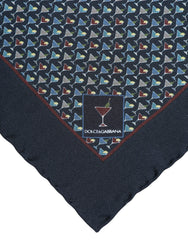 Foulard carré en soie bleu cocktail Dolce & Gabbana