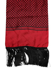 Foulard Dolce & Gabbana pour homme, en soie à pois rouges et franges.