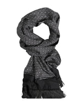 Dolce & Gabbana Herren-Foulard-Schal mit schwarzem Muster und Fransen