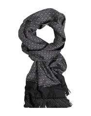 Foulard Dolce & Gabbana pour homme, à franges noires à motifs.