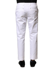 Pantalon droit en coton blanc Dolce & Gabbana pour homme, logo Dolce & Gabbana