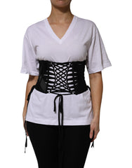 Ceinture corset Dolce & Gabbana en coton noir à lacets