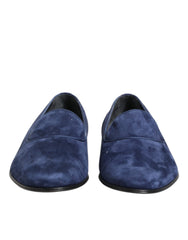 Mocassins habillés Dolce & Gabbana en velours bleu avec logo DG