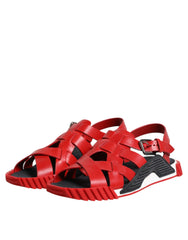 Dolce & Gabbana Sandalen mit Knöchelriemen aus rotem und schwarzem Leder