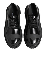 Chaussures de randonnée derby en cuir verni noir Dolce & Gabbana