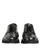 Dolce & Gabbana Black White Calfskin Chunky Derby Shoes