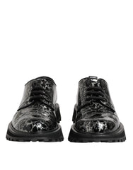 Dolce & Gabbana Black White Calfskin Chunky Derby Shoes
