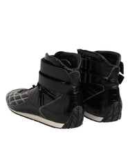 Dolce & Gabbana Black Quilted Leather Lace Up Sneakers Shoes