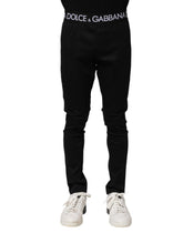 Pantalon de jogging skinny en nylon noir Dolce & Gabbana pour homme