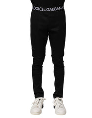 Pantalon de jogging skinny en nylon noir Dolce & Gabbana pour homme