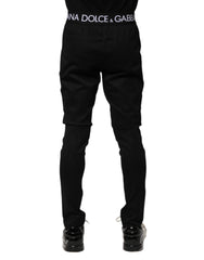 Pantalon de jogging skinny en nylon noir Dolce & Gabbana pour homme
