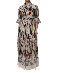 Robe longue Dolce & Gabbana en soie à imprimé animal multicolore Ascot