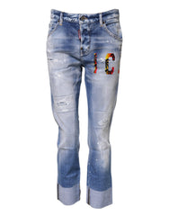Jean skinny taille mi-haute en coton délavé bleu Dsquared²