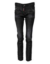 Jean skinny taille mi-haute en coton noir délavé Dsquared²
