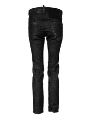 Jean skinny taille mi-haute en coton noir délavé Dsquared²