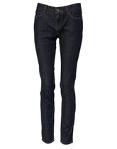 Jean skinny bleu en coton Dolce & Gabbana taille mi-haute