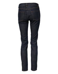 Jean skinny bleu en coton Dolce & Gabbana taille mi-haute