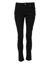 Jean skinny noir en coton Dolce & Gabbana taille mi-haute