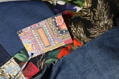 Jean taille haute patchwork bleu ambré Dolce & Gabbana