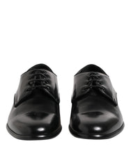 Chaussures habillées Dolce & Gabbana Derby en cuir noir à lacets pour homme