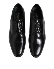 Chaussures habillées Dolce & Gabbana Derby en cuir noir à lacets pour homme