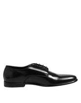 Chaussures habillées Dolce & Gabbana Derby en cuir noir à lacets pour homme
