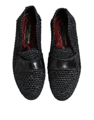 Dolce & Gabbana Schwarze Slipper aus gewebtem Leder für Herren