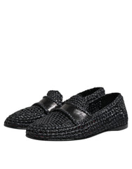 Dolce & Gabbana Schwarze Slipper aus gewebtem Leder für Herren
