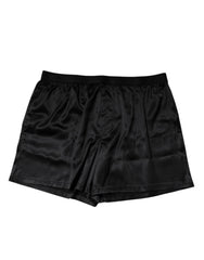 Dolce & Gabbana Schwarze Seiden-Boxershorts für Herren, reguläre Größe, Unterwäsche