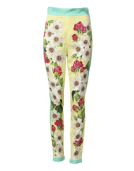 Dolce & Gabbana gelbe Seidenleggings mit Blumenmuster