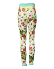 Dolce & Gabbana gelbe Seidenleggings mit Blumenmuster