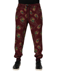 Pantalon de jogging Dolce & Gabbana bordeaux à imprimé plumes de paon