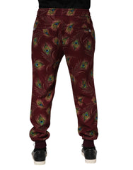 Pantalon de jogging Dolce & Gabbana bordeaux à imprimé plumes de paon