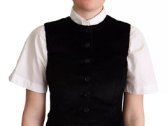 Gilet sans manches Dolce & Gabbana noir et marron imprimé léopard