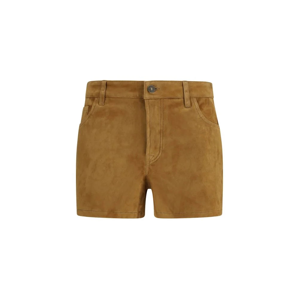 7FOR Beige Camel Hair Bermuda Shorts