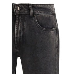 7FOR Black Cotton Straight-Leg Jeans