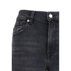 7FOR Black Cotton Straight-Leg Jeans