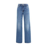7FOR Blue Cotton Flared Jeans