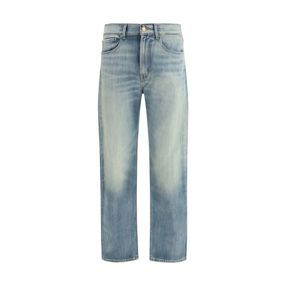 7FOR Blue Cotton Relaxed Fit Jeans