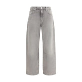 7FOR Gray Cotton Relaxed Fit Jeans